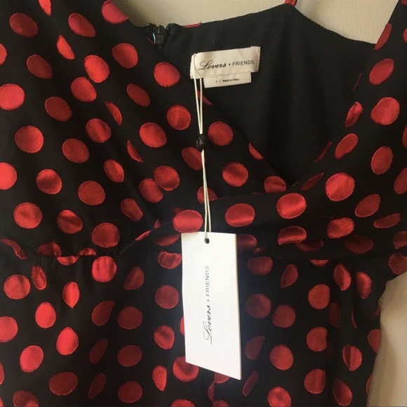 Lovers + Friends Angel Gown Red Black Polka Dot - Picture 5 of 6